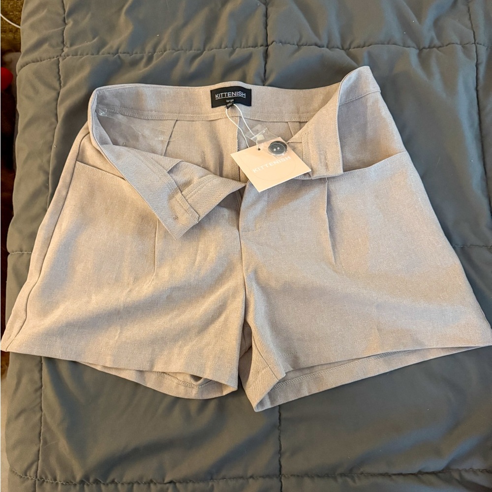 Kittenish High Waist Cream Shorts